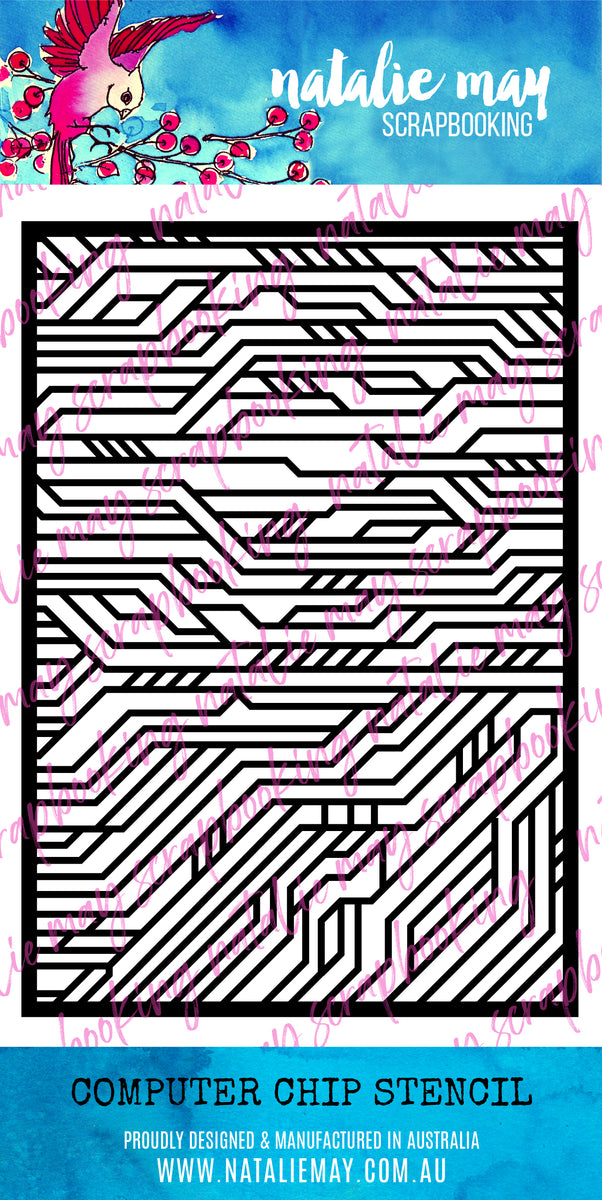 Computer File Stencil Natalie May Scrapbooking Stencil - Computer Chip