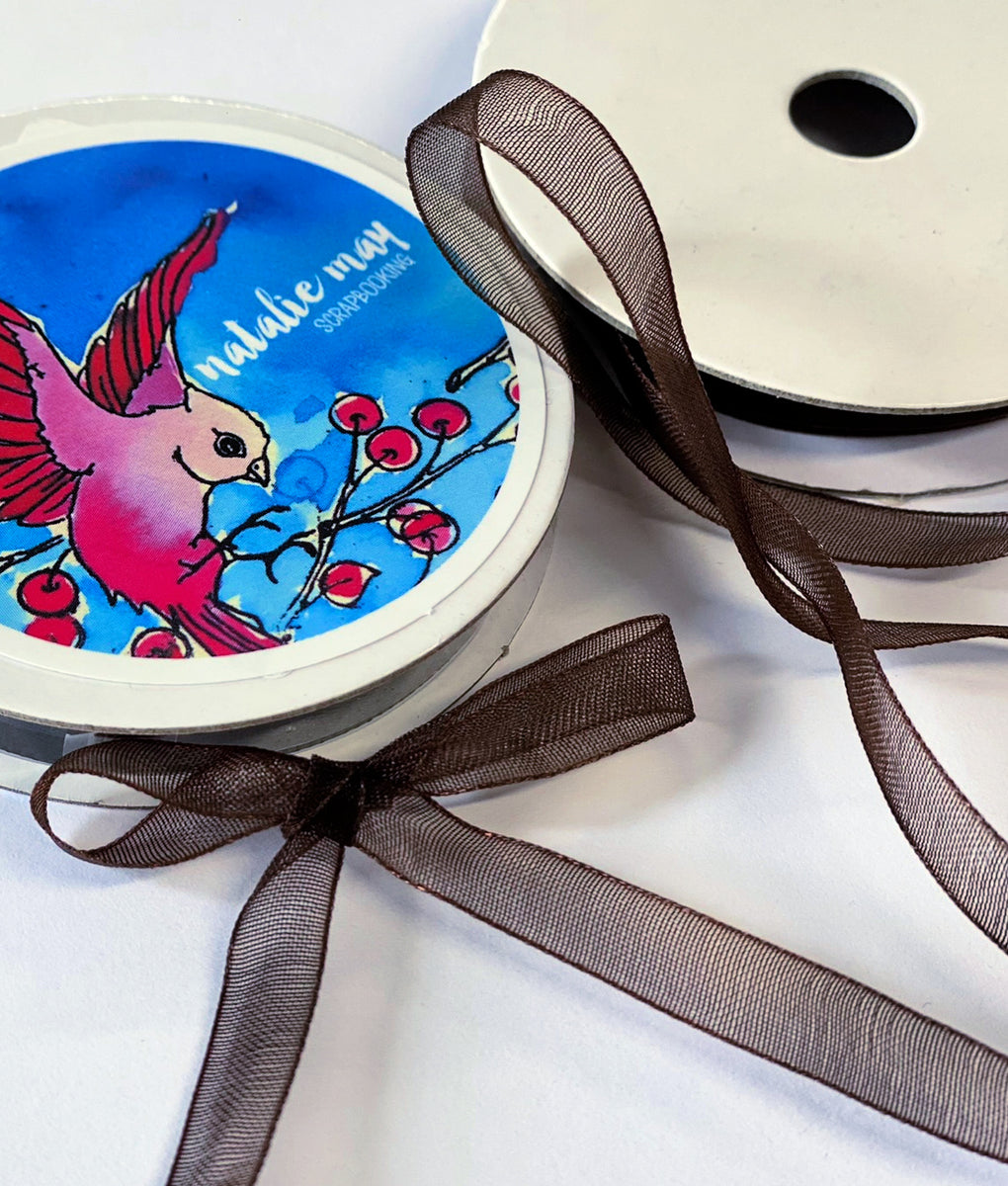 Natalie May Ribbon - Brown Satin Sheer – Natalie May Scrapbooking
